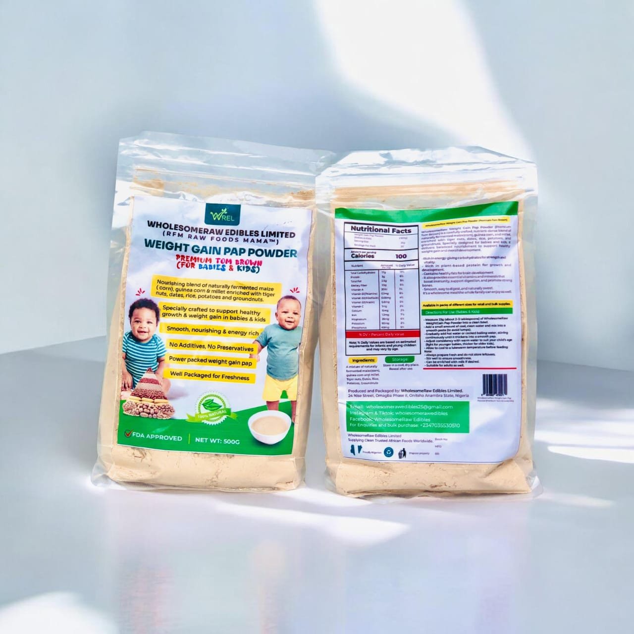 WholesomeRaw Weight Gain Pap Powder (Premium Tombrown)